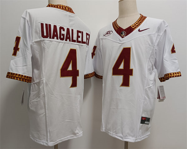  Men's Florida State Seminoles #4 DJ Uiagalelei Nike 2024 White College Football F.U.S.E. Limited Game Jersey 
