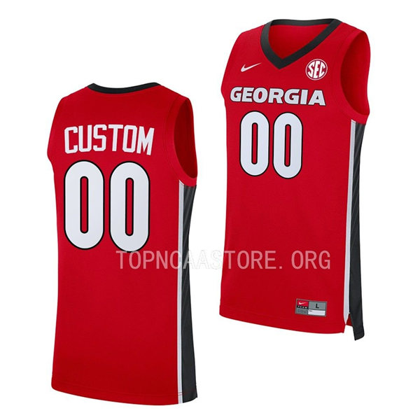  Men's Georgia Bulldogs Custom Nike Red College Basketball Game Jersey 