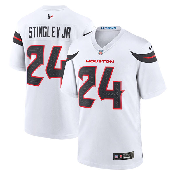  Men's Houston Texans #24 Derek Stingley Jr  Nike 2024 White Vapor Limited Player Jersey 