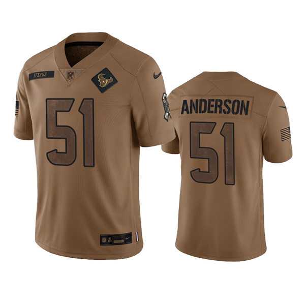  Men's Houston Texans #51 Will Anderson Brown 2023 Salute To Service Limited Jersey 