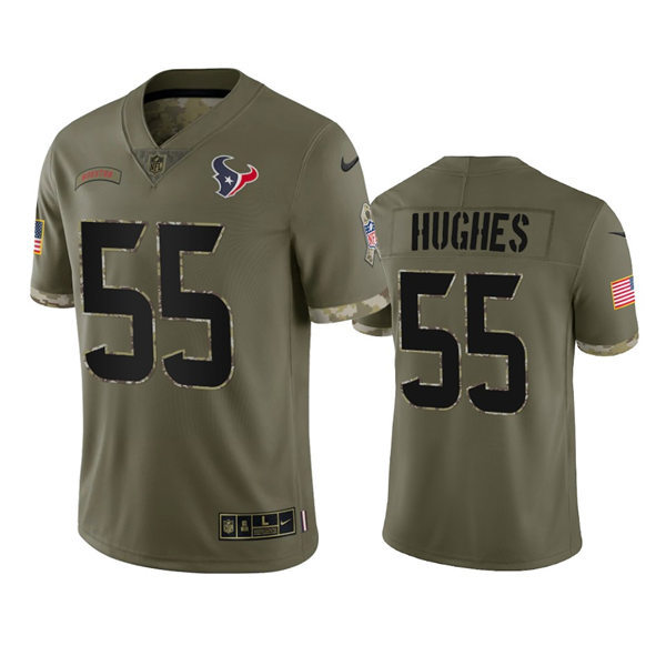  Men's Houston Texans #55 Jerry Hughes Olive 2022 Salute To Service Limited Jersey 