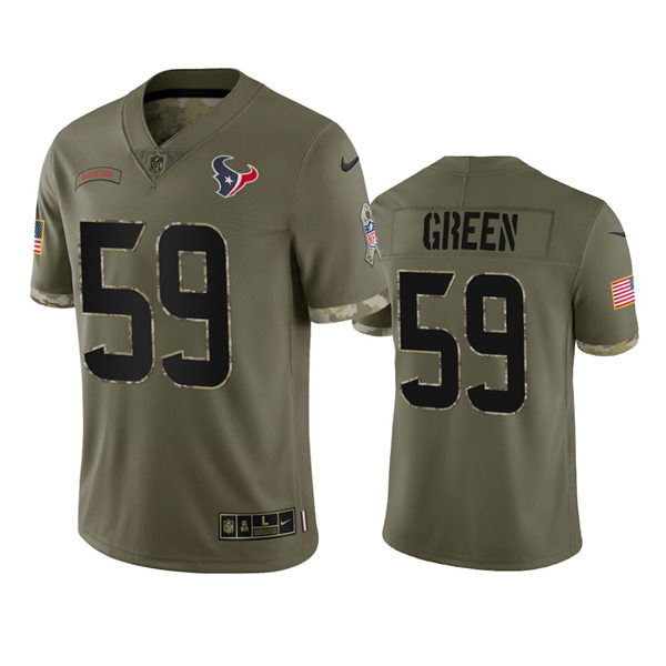  Men's Houston Texans #59 Kenyon Green Olive 2022 Salute To Service Limited Jersey 