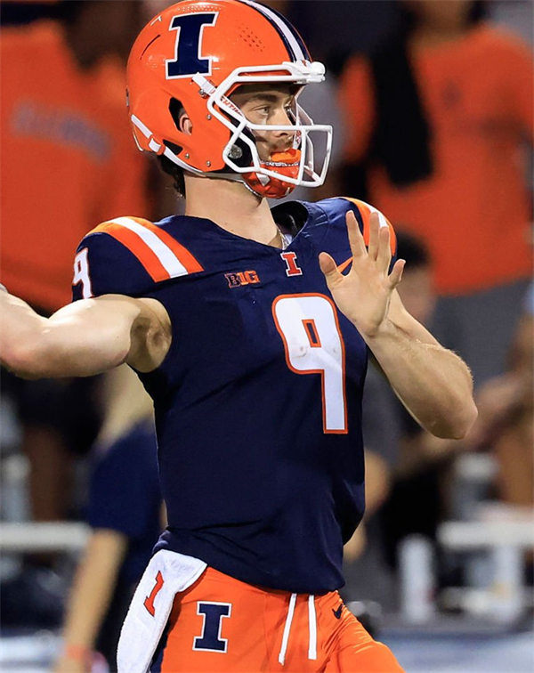  Men's Illinois Fighting Illini #9 Luke Altmyer Navy College Football Game Jersey 