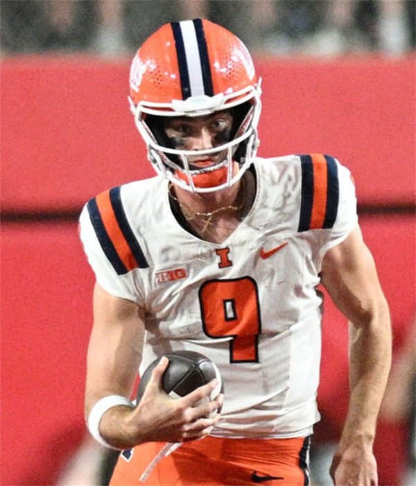  Men's Illinois Fighting Illini #9 Luke Altmyer White College Football Game Jersey 