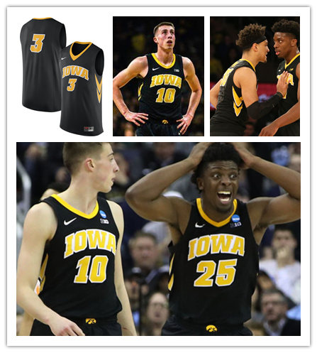  Men's Iowa Hawkeyes Custom Nike 2018 Black Gold Basketball Jersey 