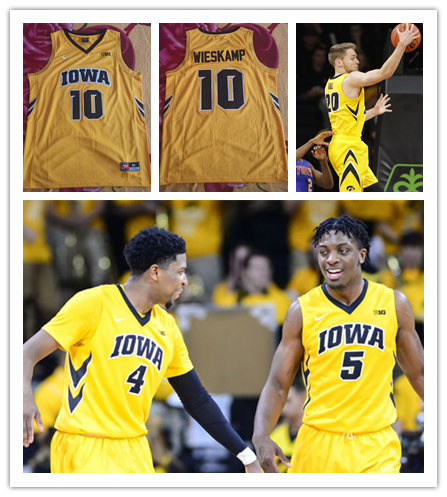  Men's Iowa Hawkeyes Custom Nike 2018 Gold Basketball Jersey 