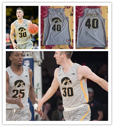  Men's Iowa Hawkeyes Custom Nike 2018 Grey Basketball Jersey 
