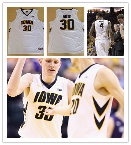  Men's Iowa Hawkeyes Custom Nike 2018 White Basketball Jersey 