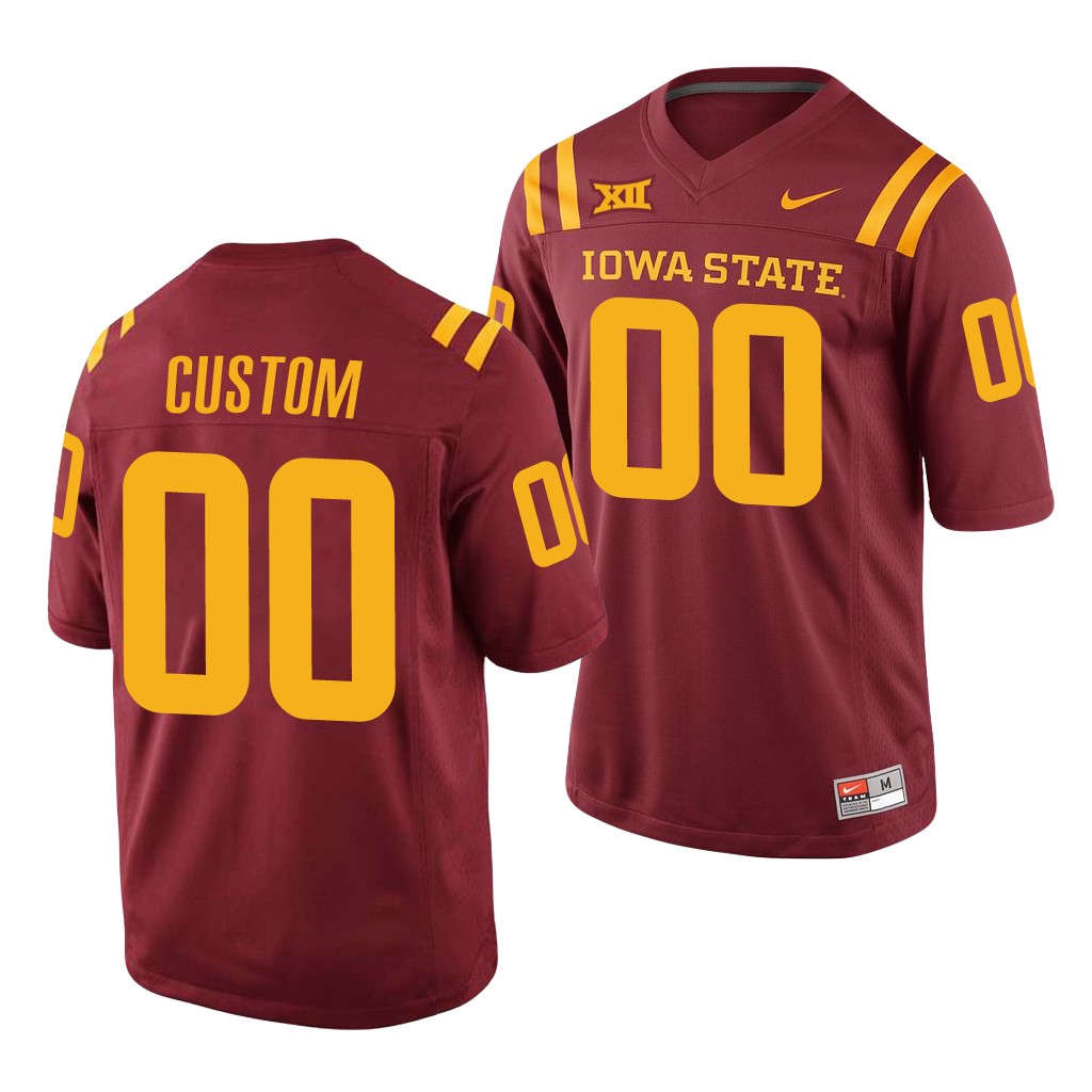  Men's Iowa State Cyclones Custom Nike Cardinal College Football Throwback Jersey 