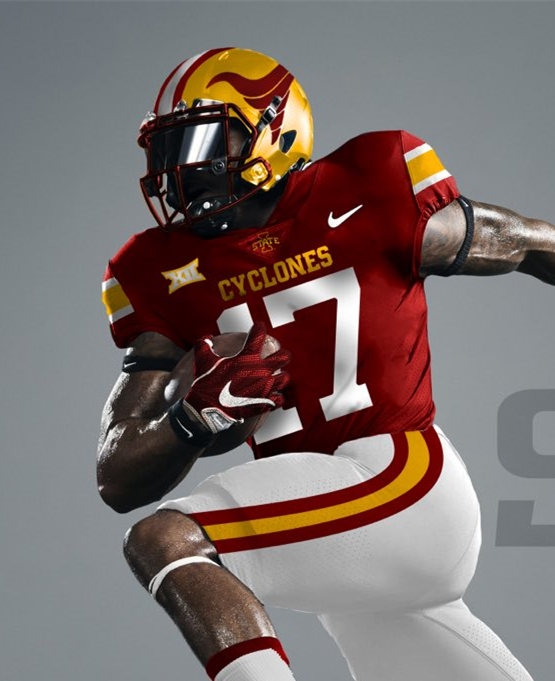  Men's Iowa State Cyclones Custom Nike Cardinal White Number College Football Jersey 