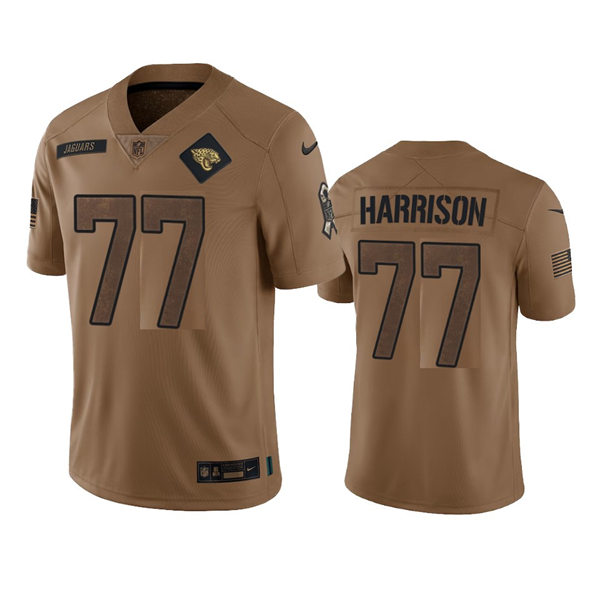  Men's Jacksonville Jaguars #77 Anton Harrison Brown 2023 Salute To Service Limited Jersey 