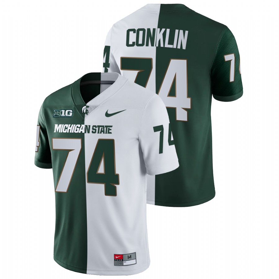  Men's Jersey Jack Conklin Michigan State Spartans Split Edition College Football Jersey White Green
