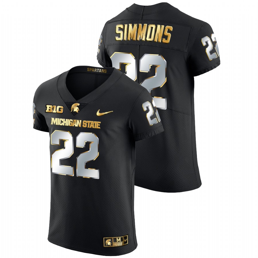  Men's Jersey Jordon Simmons Michigan State Spartans Golden Edition Limited Football Jersey Black