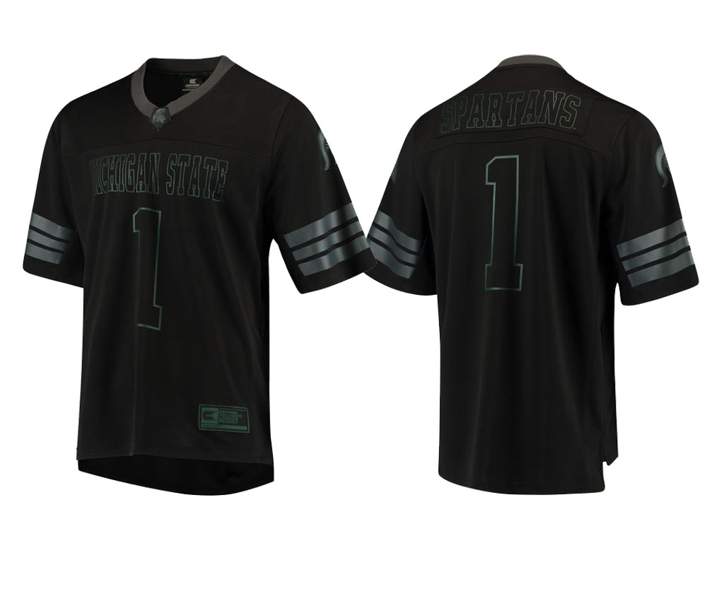  Men's Jersey Male Michigan State Spartans Black College Colosseum Blackout Football Jersey