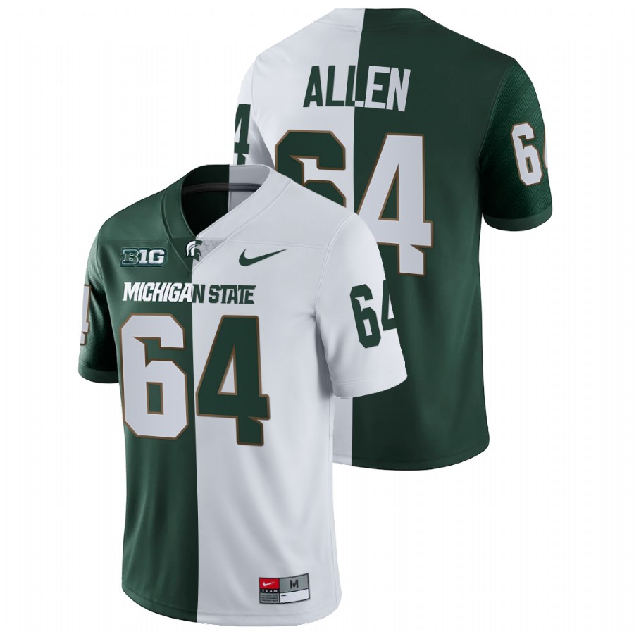 Men's Jersey Matt Allen Michigan State Spartans Split Edition College Football Jersey White Green 