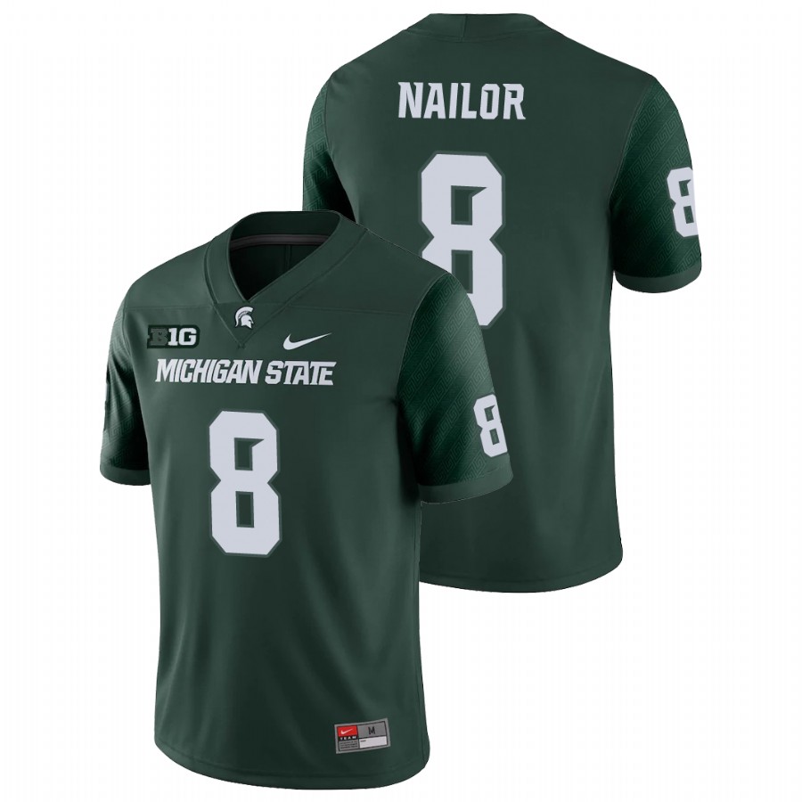  Men's Jersey Michigan State Spartans Green Jalen Nailor College Football Game Jersey
