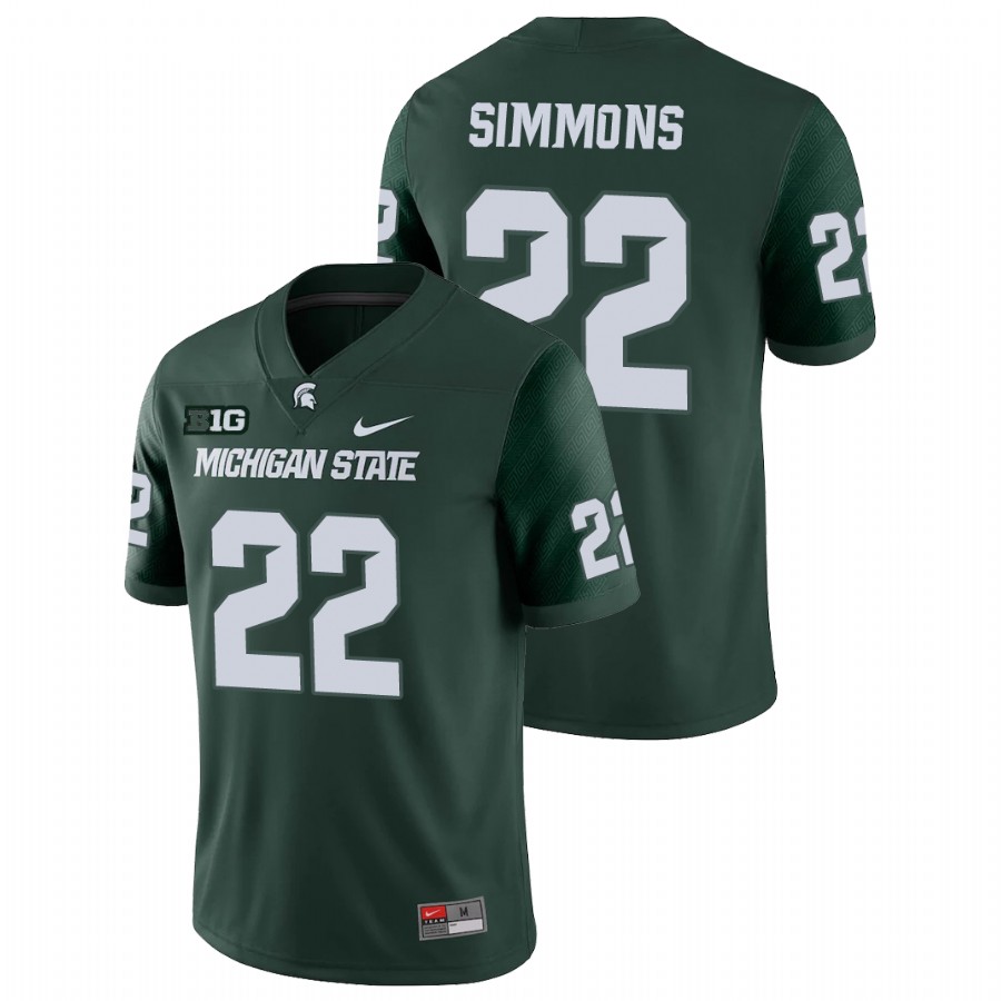  Men's Jersey Michigan State Spartans Green Jordon Simmons College Football Game Jersey
