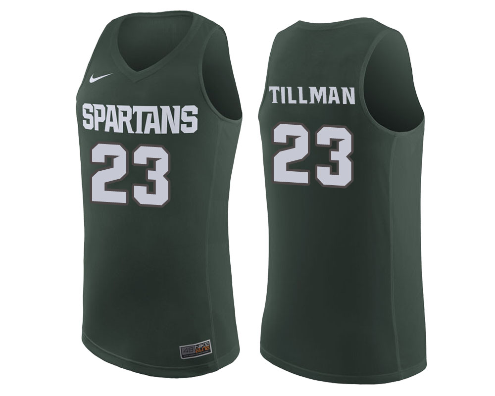  Men's Jersey Michigan State Spartans Green Xavier Tillman College Basketball Jersey