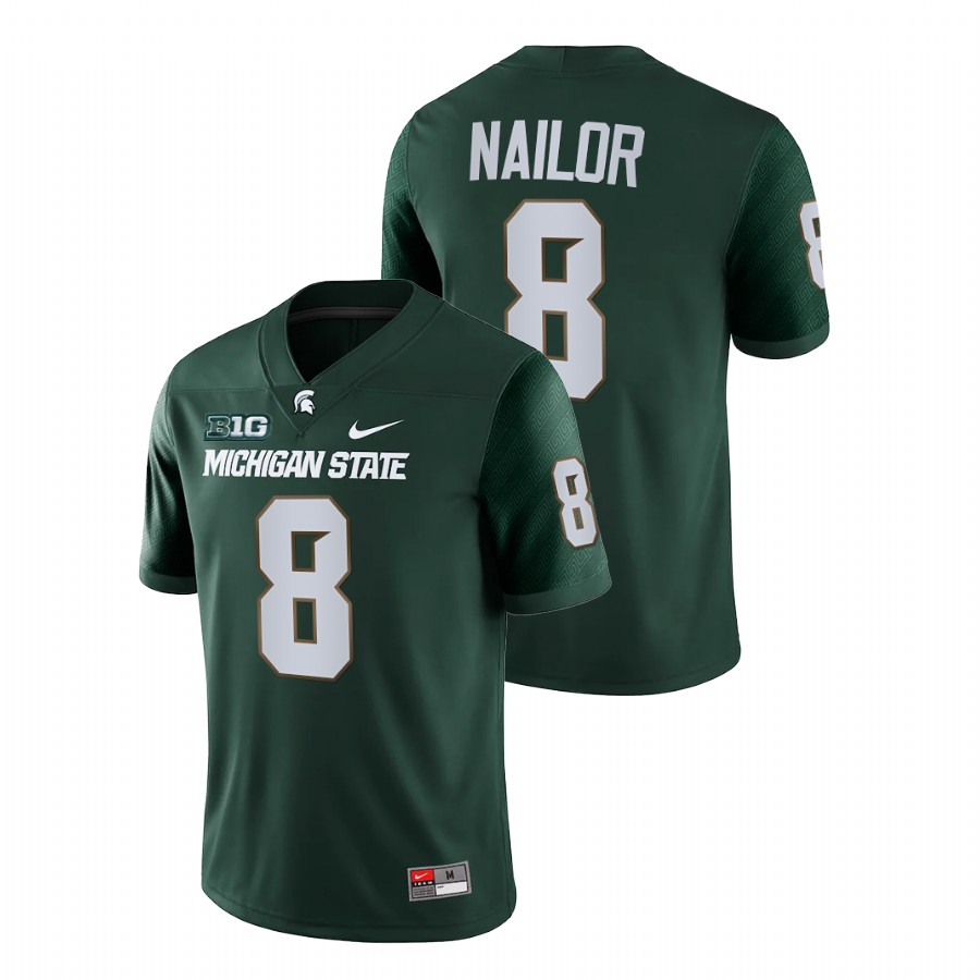  Men's Jersey Michigan State Spartans Jalen Nailor Green College Football Game Jersey