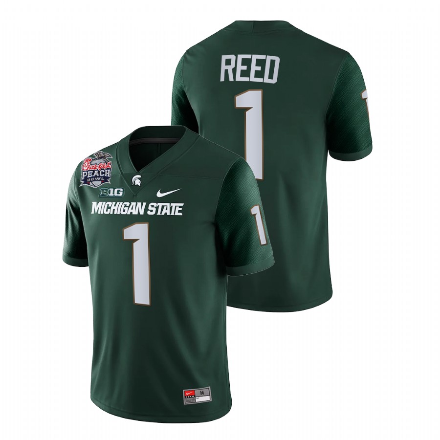  Men's Jersey Michigan State Spartans Jayden Reed 2021 Peach Bowl Green College Football Playoff Jersey