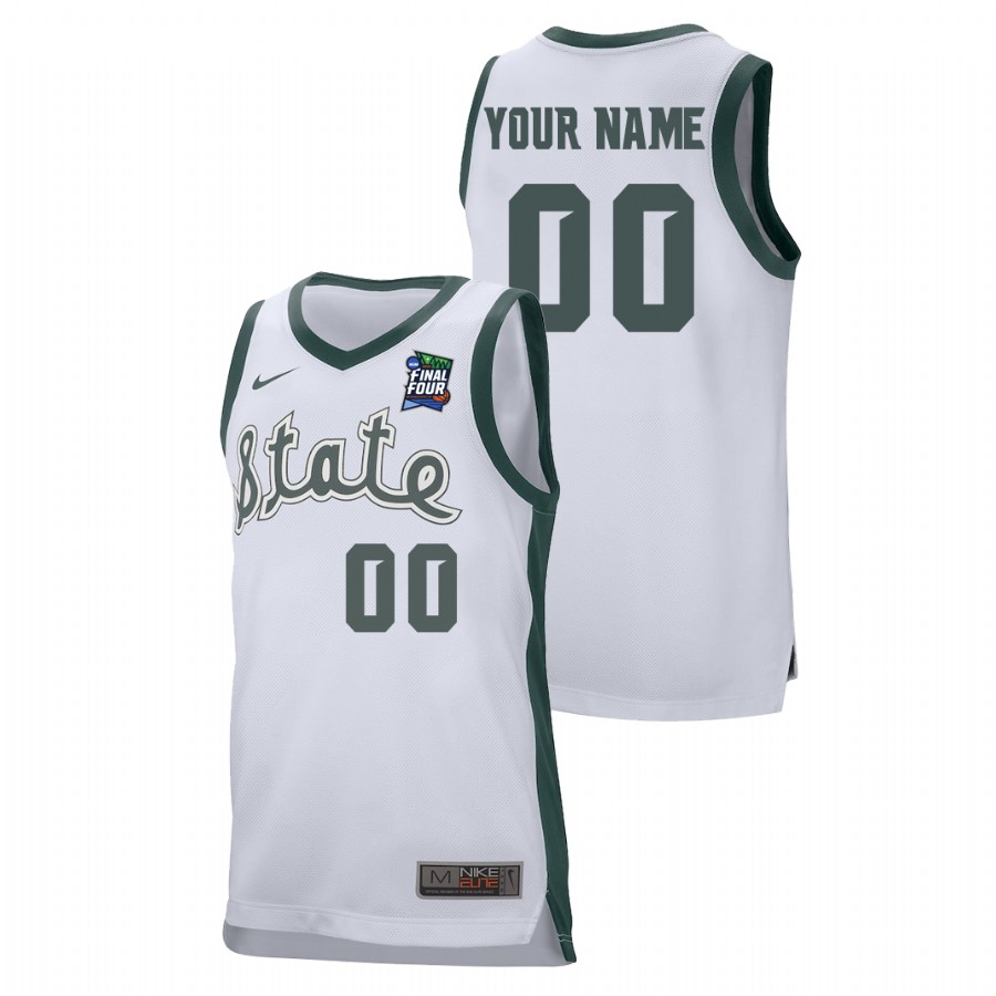  Men's Jersey Michigan State Spartans White Custom Retro Performance Jersey