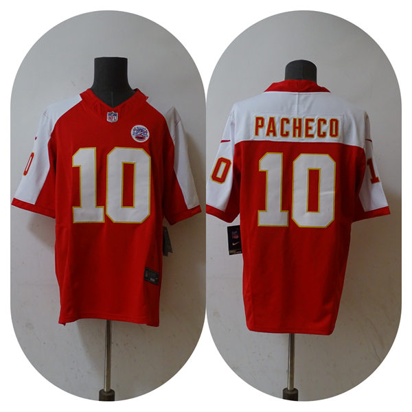  Men's Kansas City Chiefs #10 Isiah Pacheco 2023 Red with White Shoulder F.U.S.E. Vapor Limited Jersey 