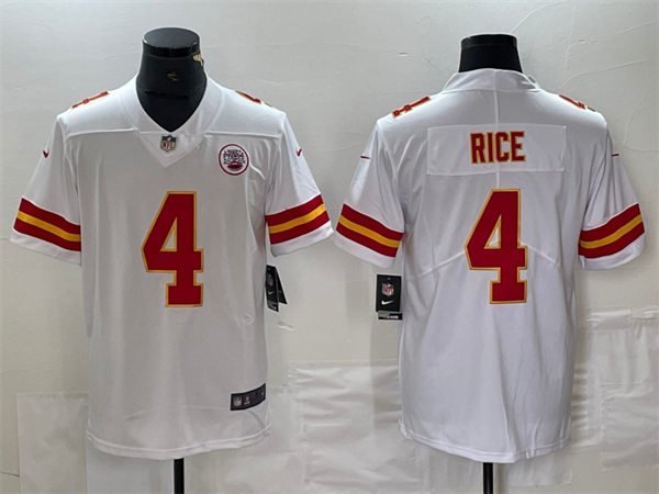  Men's Kansas City Chiefs #4 Rashee Rice Nike White Vapor Untouchable Limited Jersey 