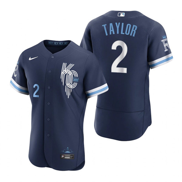  Men's Kansas City Royals #2 Michael A. Taylor Nike Navy 2022 City Connect Jersey 