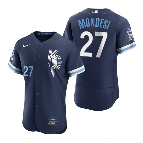  Men's Kansas City Royals #27 Adalberto Mondesi Nike Navy 2022 City Connect Jersey 