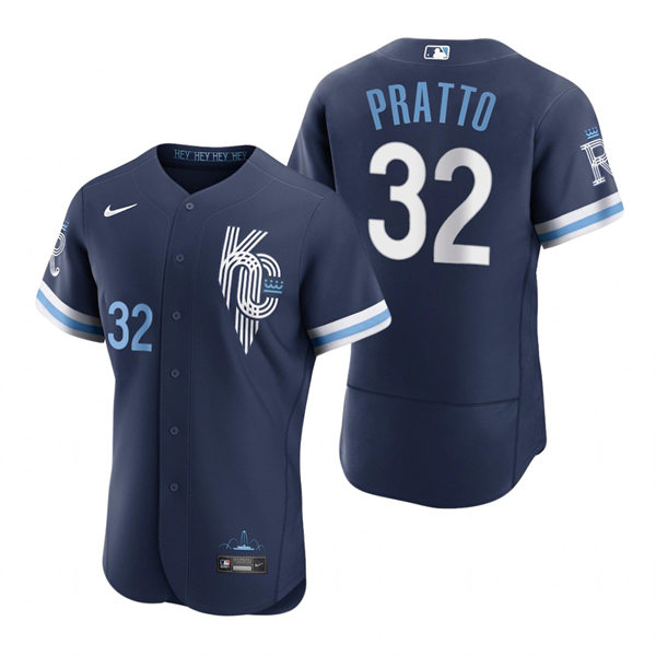  Men's Kansas City Royals #32 Nick Pratto Nike Navy 2022 City Connect Jersey 
