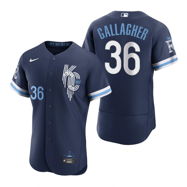  Men's Kansas City Royals #36 Cam Gallagher Nike Navy 2022 City Connect Jersey 