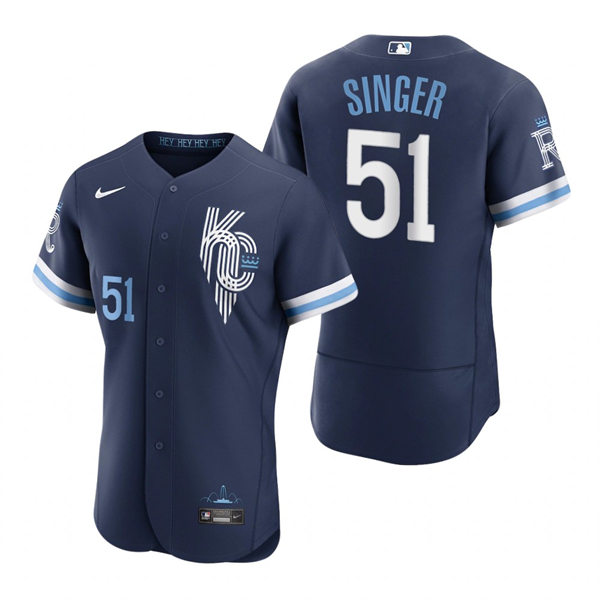  Men's Kansas City Royals #51 Brady Singer Nike Navy 2022 City Connect Jersey 