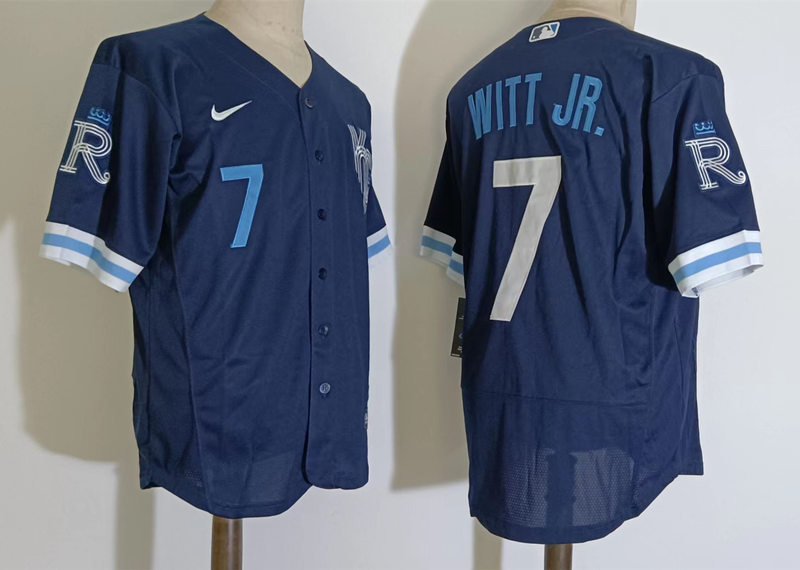  Men's Kansas City Royals #7 Bobby Witt Jr. Nike Navy 2022 City Connect Jersey 