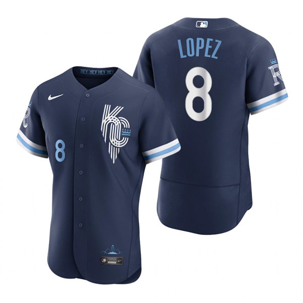  Men's Kansas City Royals #8 Nicky Lopez Nike Navy 2022 City Connect Jersey 