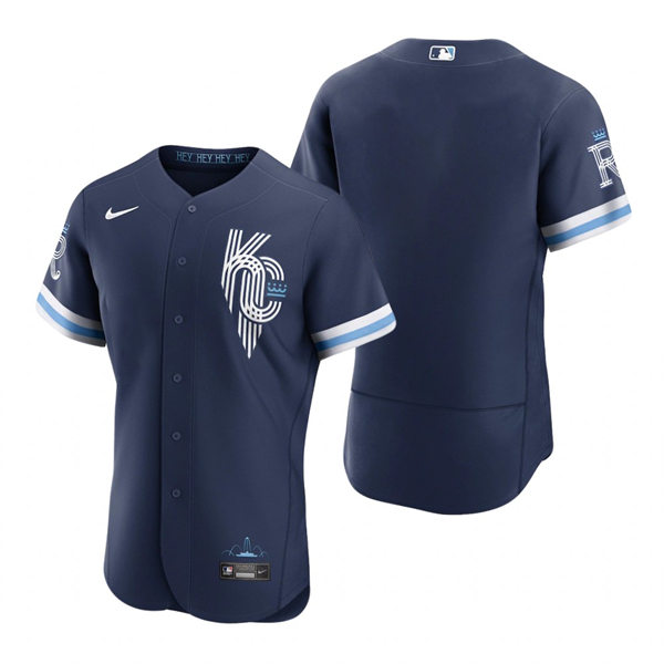  Men's Kansas City Royals Blank Navy 2022 City Connect Team Jersey 