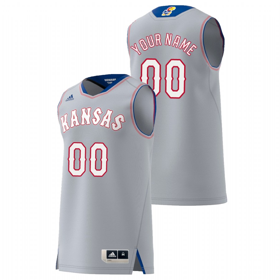  Men's Kansas Jayhawks Custom Adidas 2020 Gray Swingman Basketball Jersey 
