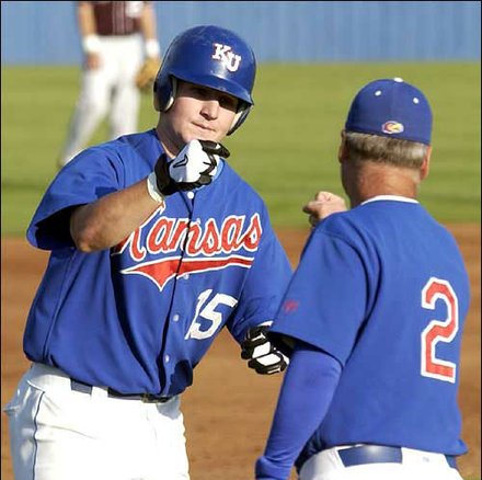  Men's Kansas Jayhawks Custom adidas Blue button front College Baseball Jersey 