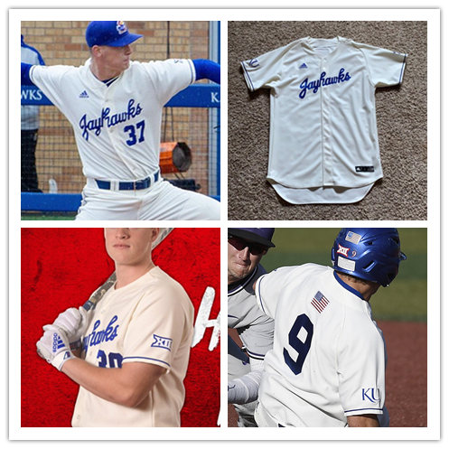  Men's Kansas Jayhawks Custom adidas Cream College Baseball Game Jersey 