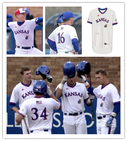  Men's Kansas Jayhawks Custom adidas White Pullover College Baseball Jersey 