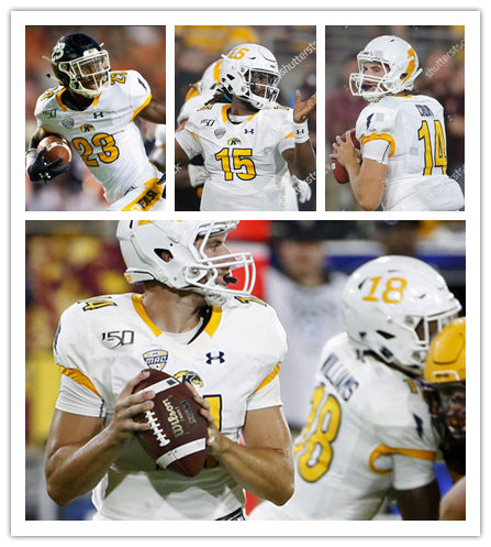  Men's Kent State Golden Flashes Under Armour 2020 White Gold College football Game Jersey 