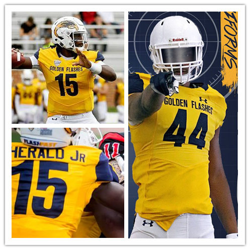  Men's Kent State Golden Flashes Under Armour Gold College football Game Jersey 