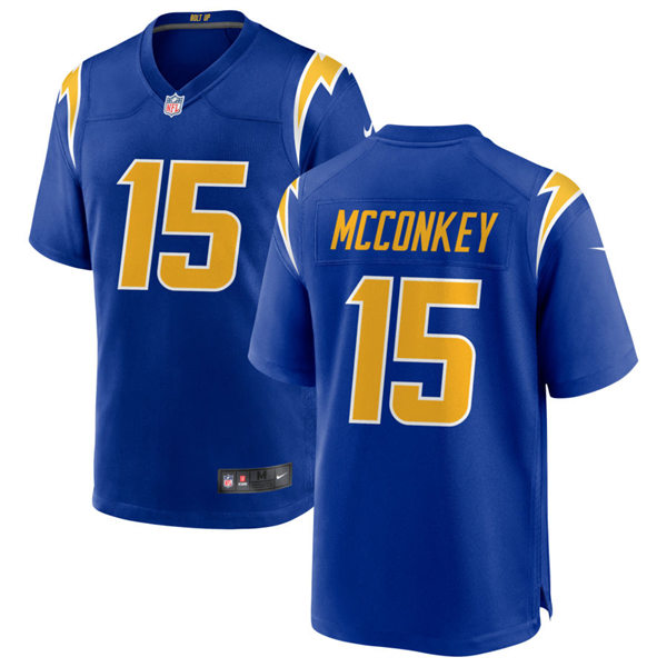  Men's Los Angeles Chargers #15 Ladd McConkey Nike Royal Gold 2nd Alternate Vapor Limited Jersey 