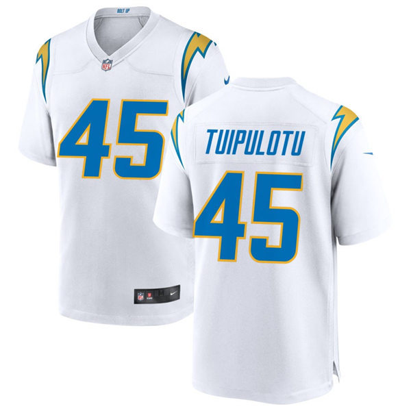  Men's Los Angeles Chargers #45 Tuli Tuipulotu Nike White Vapor Limited Player Jersey 