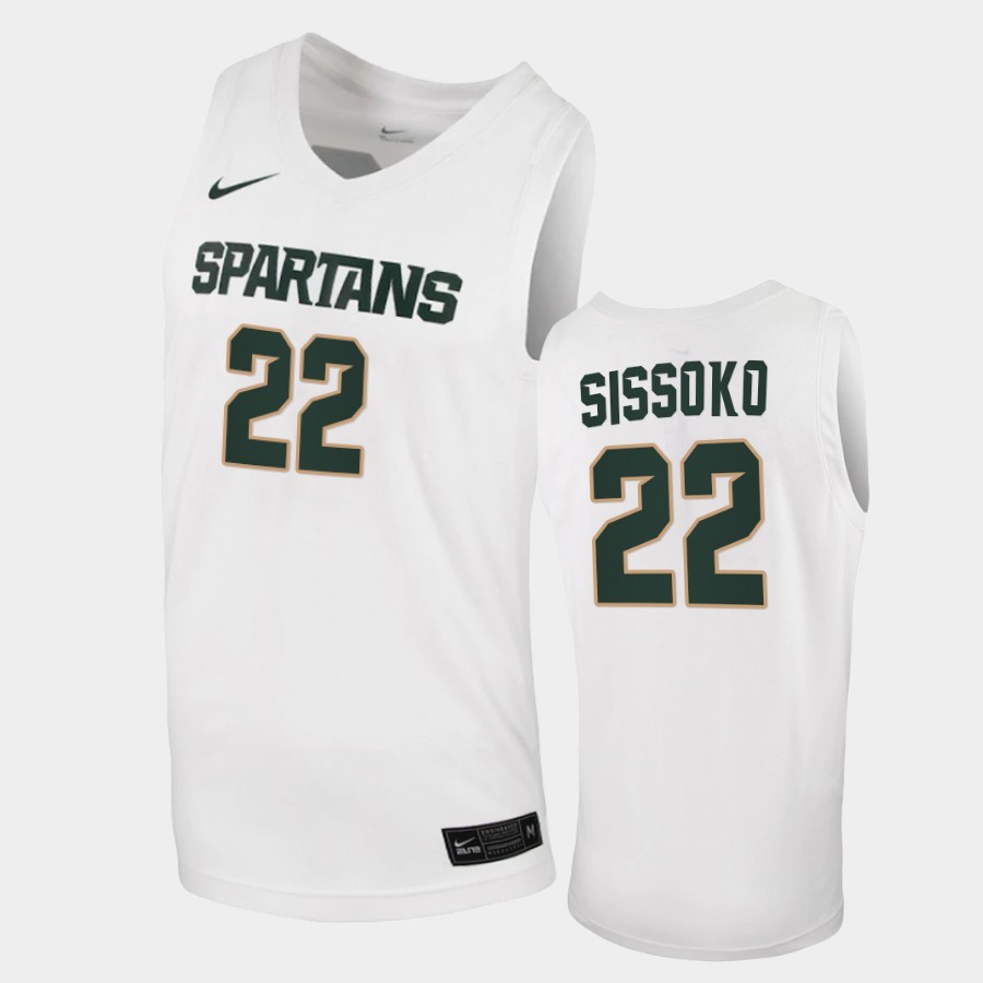  Men's Michigan State Spartans #22 Mady Sissoko White 2020 Limited College Basketball Jersey