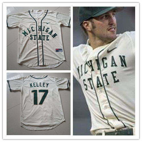  Men's Michigan State Spartans Custom Nike Cream Retro College Baseball Jersey