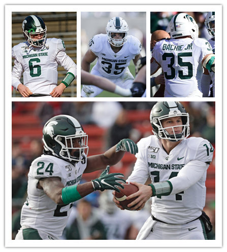  Men's Michigan State Spartans Custom Nike White College Game Football Jersey