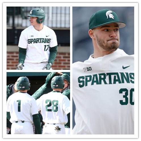  Men's Michigan State Spartans Custom Nike White Two-button Baseball Jersey 