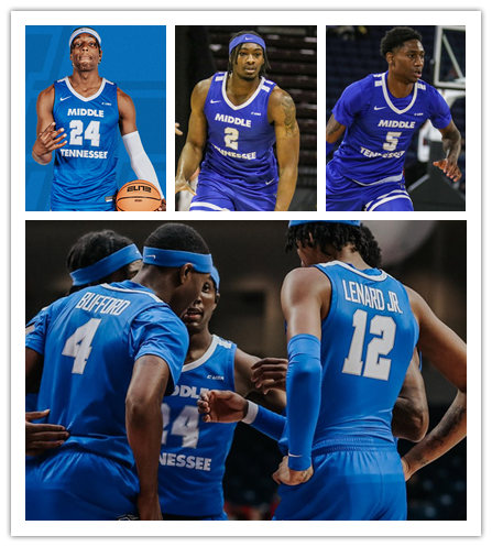  Men's Middle Tennessee State Blue Raiders Custom 2022-23 Royal College Basketball Game Jersey 
