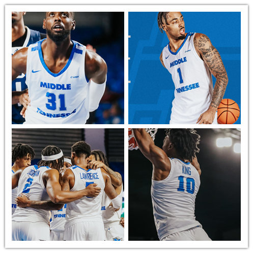  Men's Middle Tennessee State Blue Raiders Custom 2022-23 White College Basketball Game Jersey 