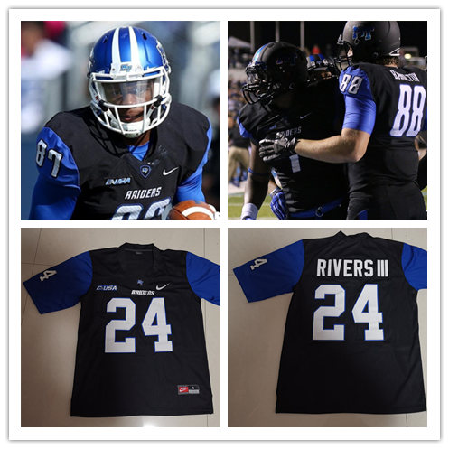  Men's Middle Tennessee State Blue Raiders Custom Nike Black College Football Jersey 